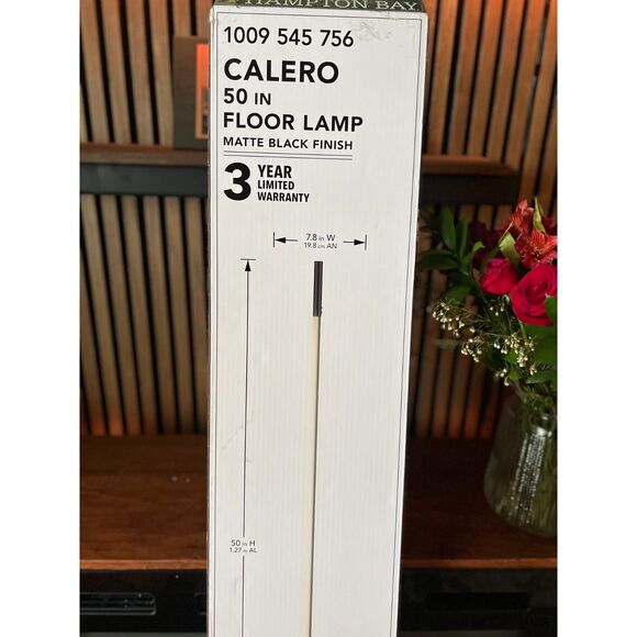 Hampton Bay Calero 50 In. Black Straight Arc Floor Lamp LED Accent lighting - Picture 1 of 7